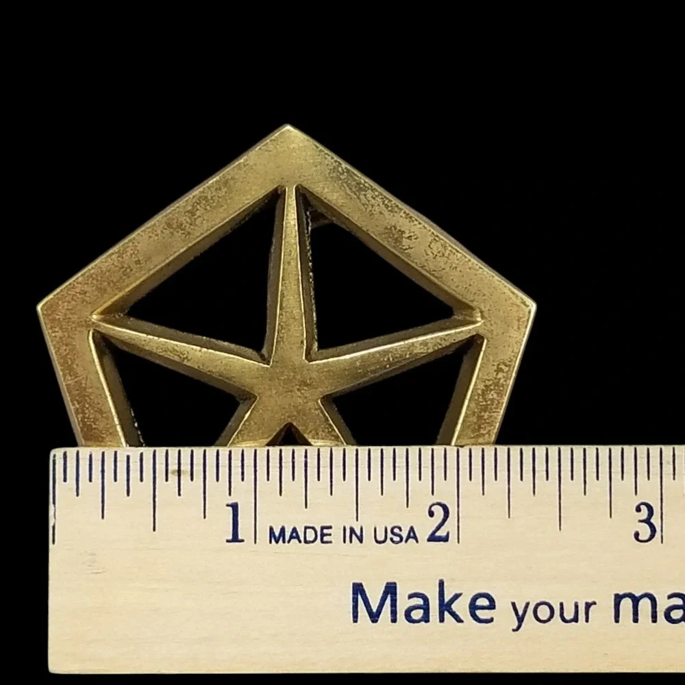 Belt Buckle Vintage Chrysler Pentastar Logo Solid Brass Gold Tone Automotive